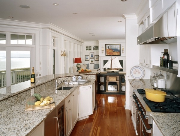 small kitchen long narrow kitchen ideas Giallo Ornamental granite countertops