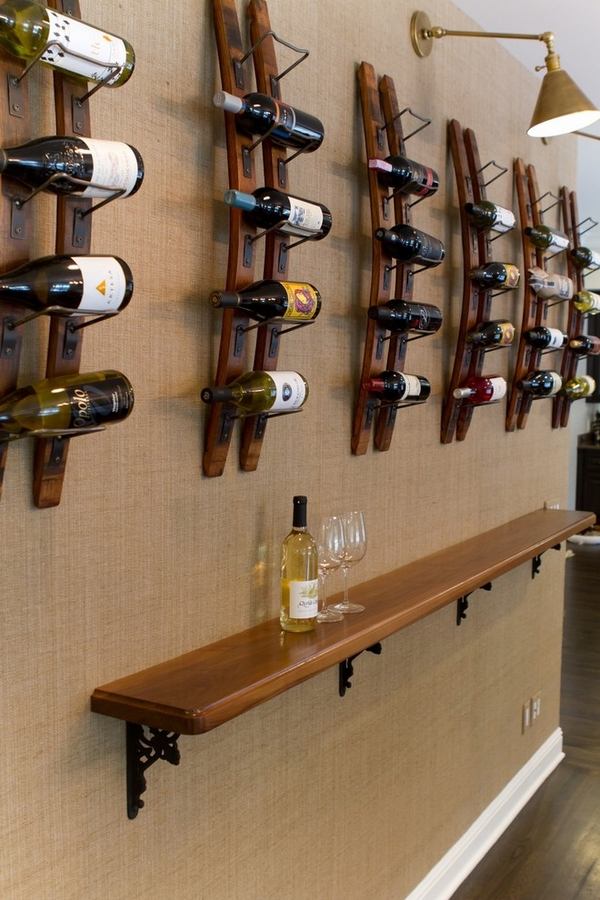 wall mounted space saving wine rack design