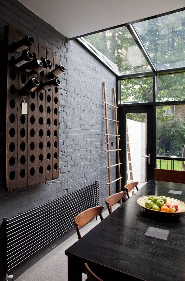 wall mounted wine racks wood modern dining room