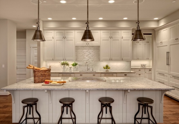 white kitchen design granite countertop pendant lighting fixtures