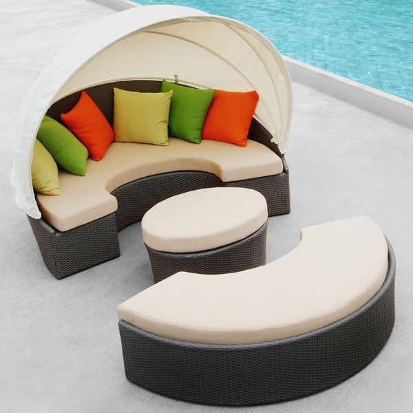 wicker day bed modern patio furniture set ideas sofa round table