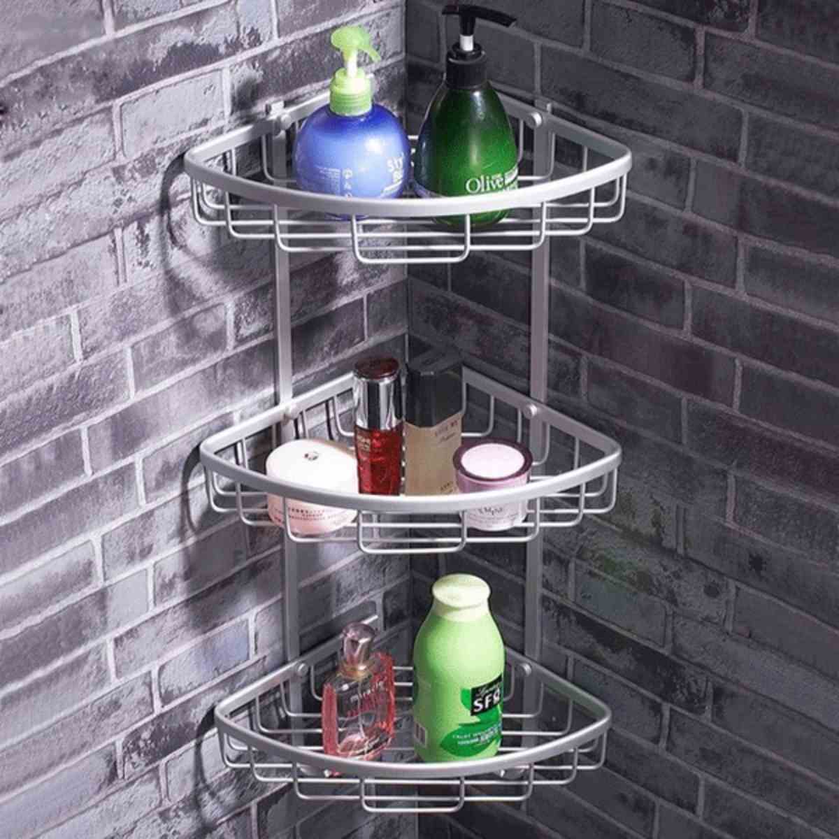 MODALEO 3 Tier Aluminum Bathroom Corner Shower Shelf Rack Organiser Caddy Basket 