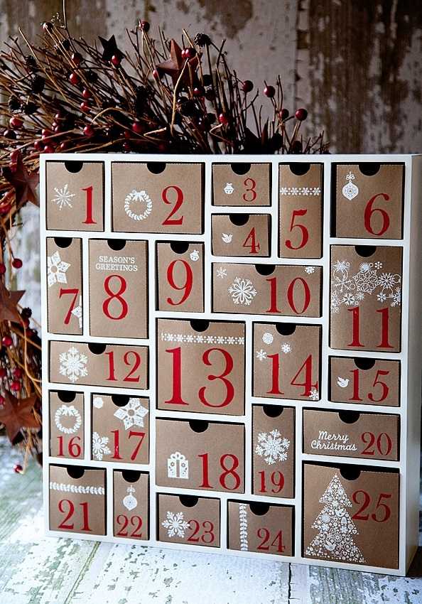 Advent calendar wood frame paper prawers DIY Christmas decoration