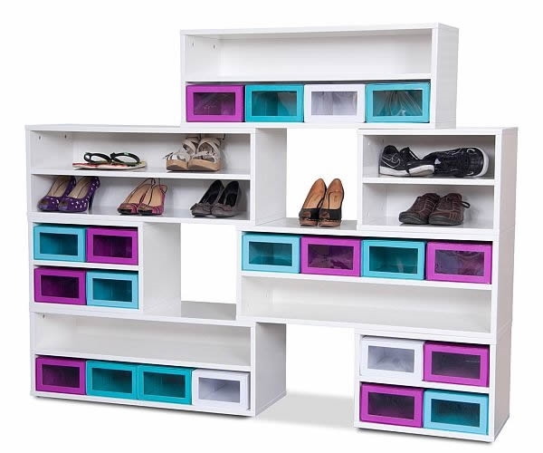 Colorful shoe rack shoe boxes storage ideas