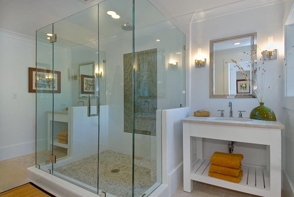 Contemporary bathroom design ideas walk in frameless glass shower doors vanity