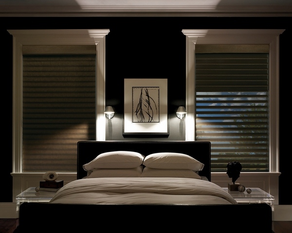 Contemporary bedroom blackout blinds brown color
