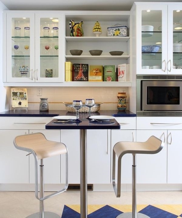 Elegant white kitchen glossy counter stool