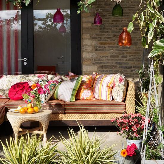 Garden lounge furniture sofa colorful cushion decorative pillows