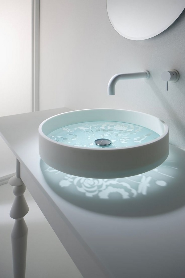 Glass vessel sinks minimalist bathroom design