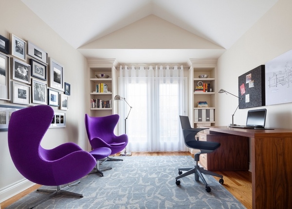 Home office furniture ideas purple egg chairs