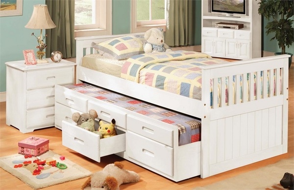 Kids furniture ideas white bed storage drawers