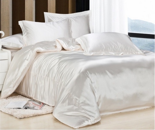 Luxury sets white silk satin modern luxury bedroom ideas