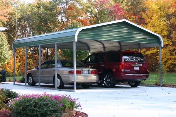 Metal steel carports two cars house exterior