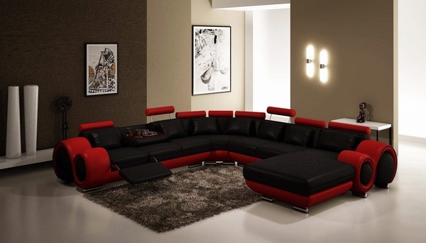 Modern sectional sofas red black furniture ideas