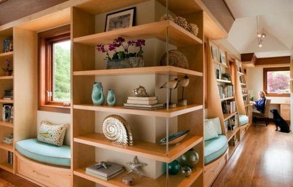 Outside corner shelf unit open shelving system space saving 