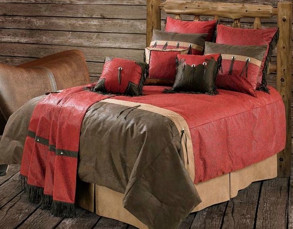 Rustic designs red brown leadther accents rustic bedroom ideas