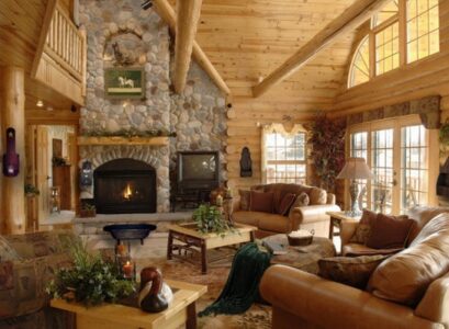 Rustic-living-room-design-rustic-pine-furniture-natural-stone-fireplace-leather-armchair