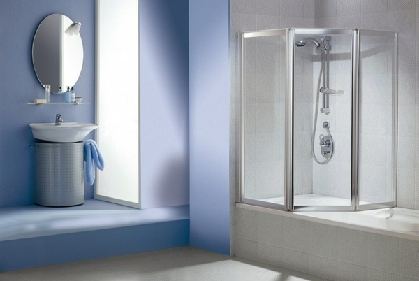 Shower cabin bath tub blue