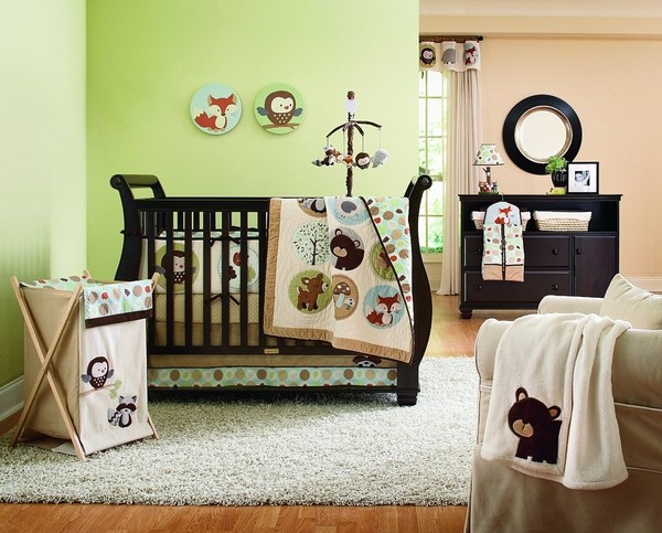 Wooden baby crib sweet nursery room furniture ideas