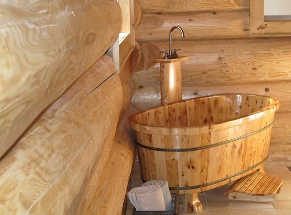 Wooden clawfoot tub bathroom design ideas asian style
