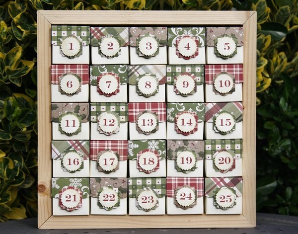 advent calendar ideas wood frame square boxes Christmas decoration