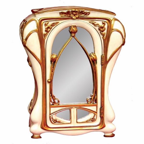 art nouveau jewelry mirror white gold