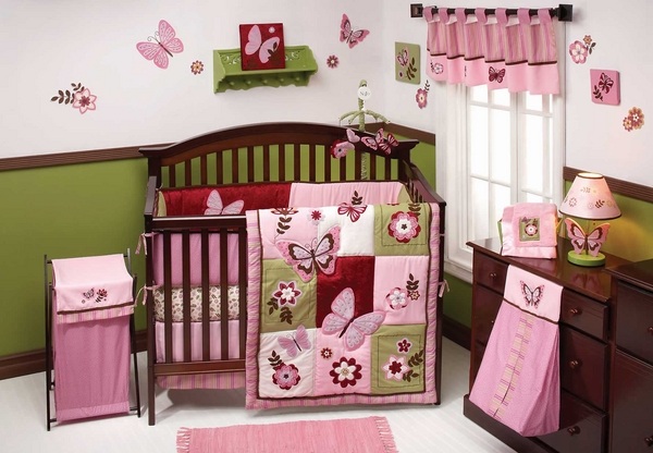 baby crib bedding butterflies flowers