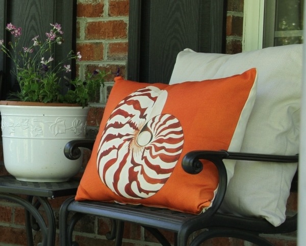 balcony furniture orange decorative pillow