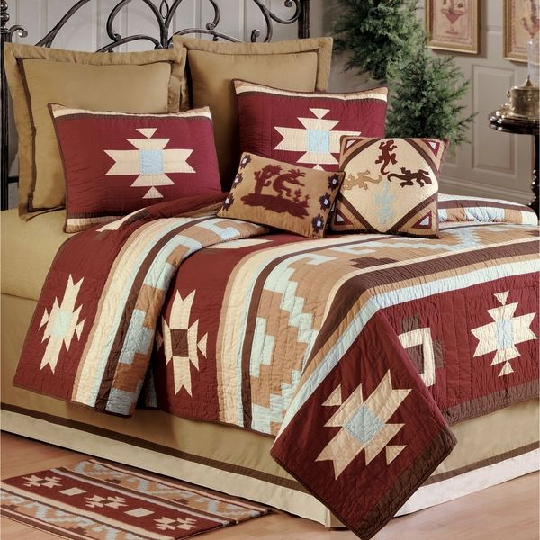 beautiful bedding warm colors geometric patterns