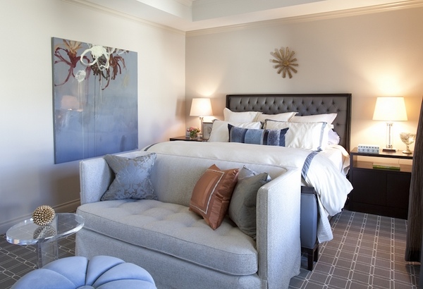 bedroom design ideas blue bedroom loveseat ottoman