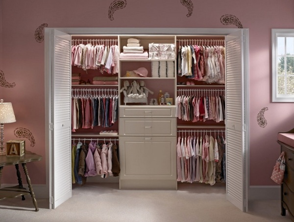 child bedroom closet organization ideas clothes rods wood cabinets