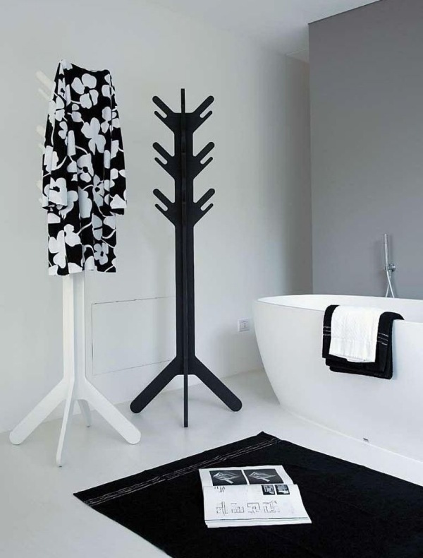 clothes rack wall mounted black white bathroom corridor furniture