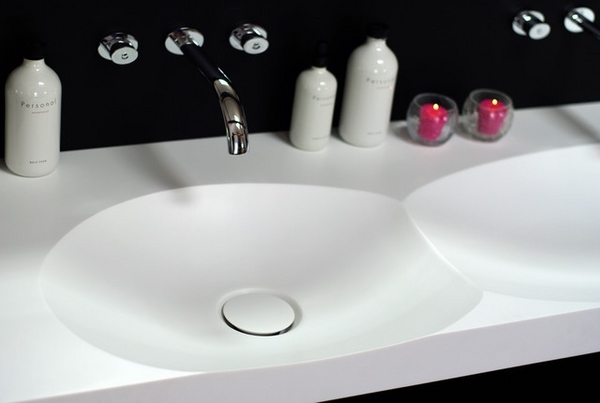 contemporary bathroom sinks white seamless surface