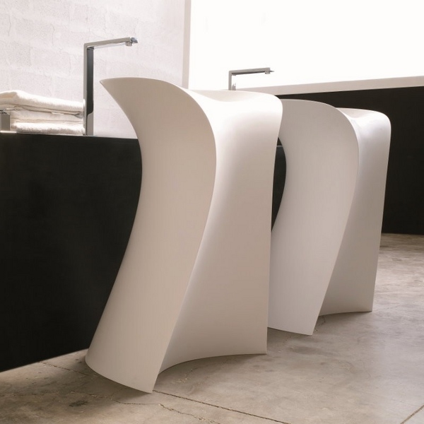 modern bathroom furniture pedestal sinks elegant curved lines
