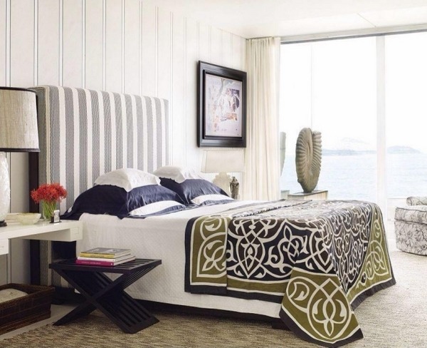contemporary furniture upholstered bed headboard stripes