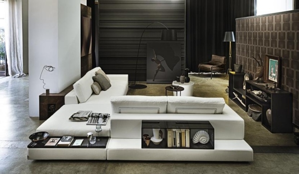 contemporary living room furniture sectional sofa white upholstery