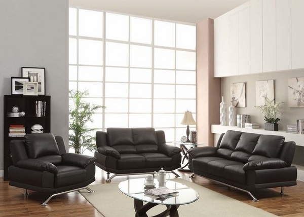 contemporary sofas black leather glass coffee table