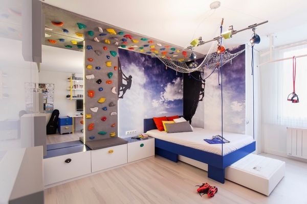 cool boys bedroom ideas climbing wall bed white furniture