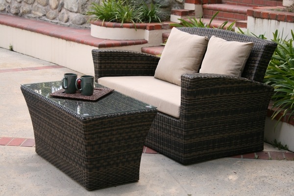 cool garden furniture wicker coffee table sofa cushions
