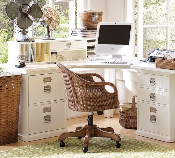 cool home office design ideas white wood corner desk drawers
