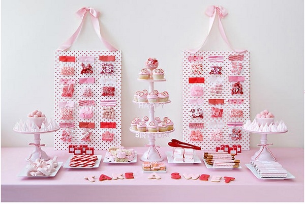 dessert buffet ideas table decoration ideas pink white 