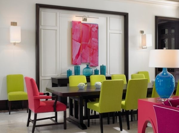 strong colors dining chairs solid wood table