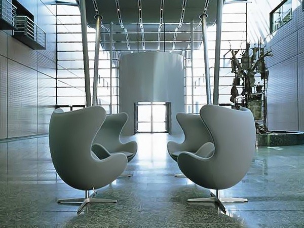 Arne Jacobsen chair design grey fabric modern home