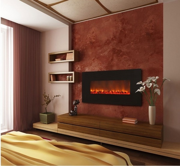 insert flame effect bedroom design ideas