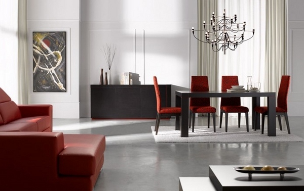 elegant modern furniture idea black table red chairs