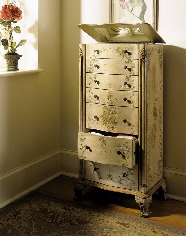 elegant vintage jewelry armoire wood decorative drawings