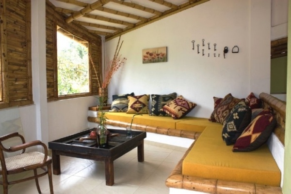 exotic interior design corner sofa bench bamboo wood chair patio furniture