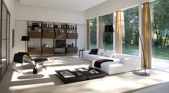 fabulous-modern-family-room-white-sectional-sofa-low-table-floor-lamp