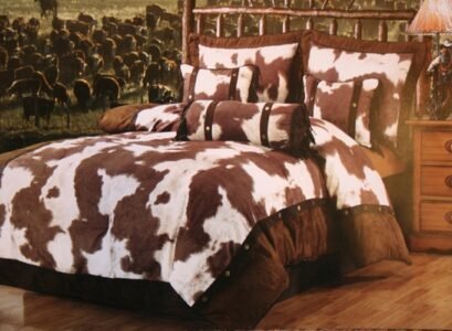 fantastic-rustic-bedding-cowhide-pattern-rustic-bedrom-decor