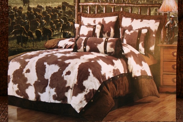 fantastic rustic bedding cowhide pattern rustic bedrom decor